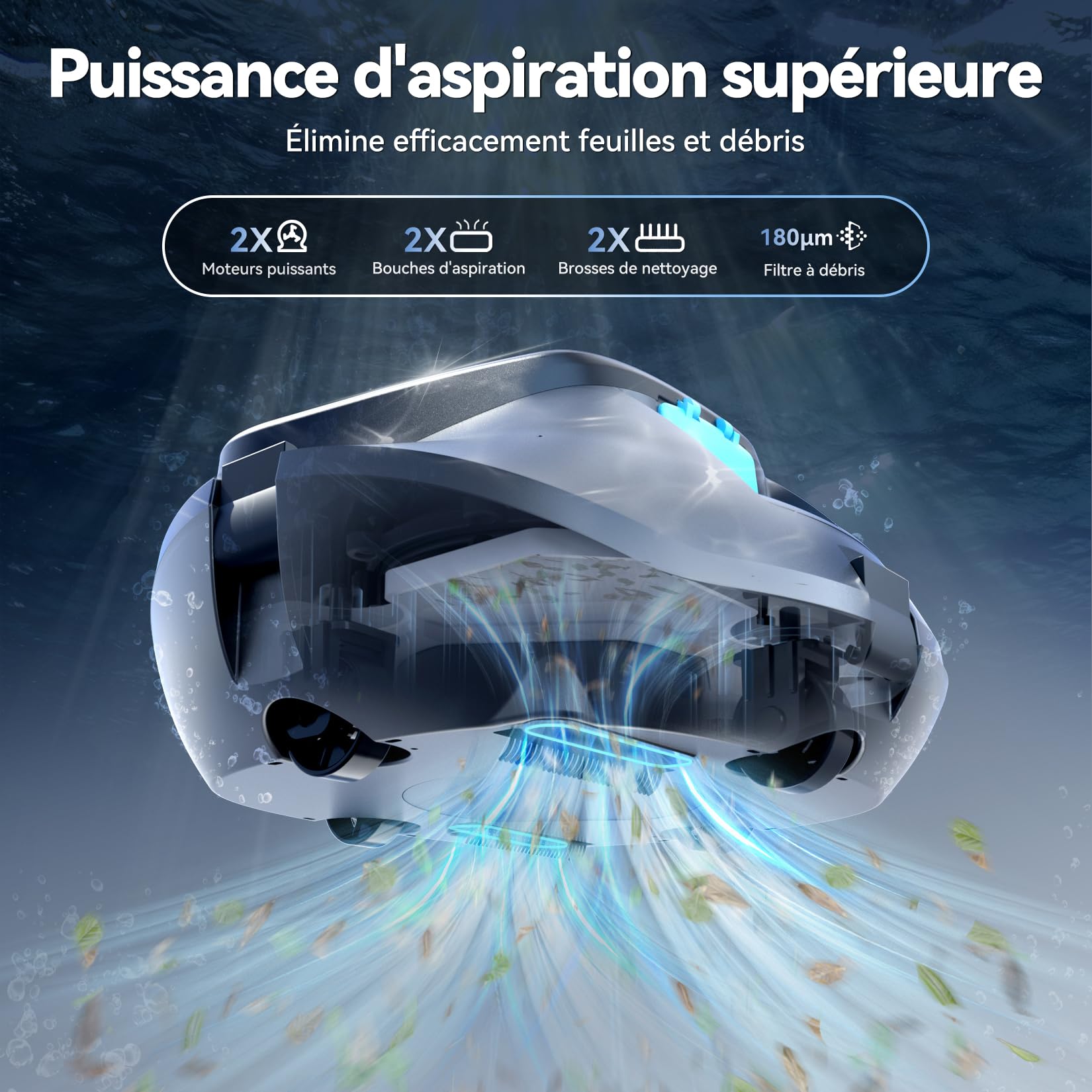 (Upgrade 2026) Pondee X1 Robot Piscine sans Fil, Aspirateur Piscine Hors Sol avec 120 Min Autonomie, Stationnement Automatique, Recharge Rapide 2,5h, pour Piscines Hors-Sol et Enterrées jusqu'à 80 m²