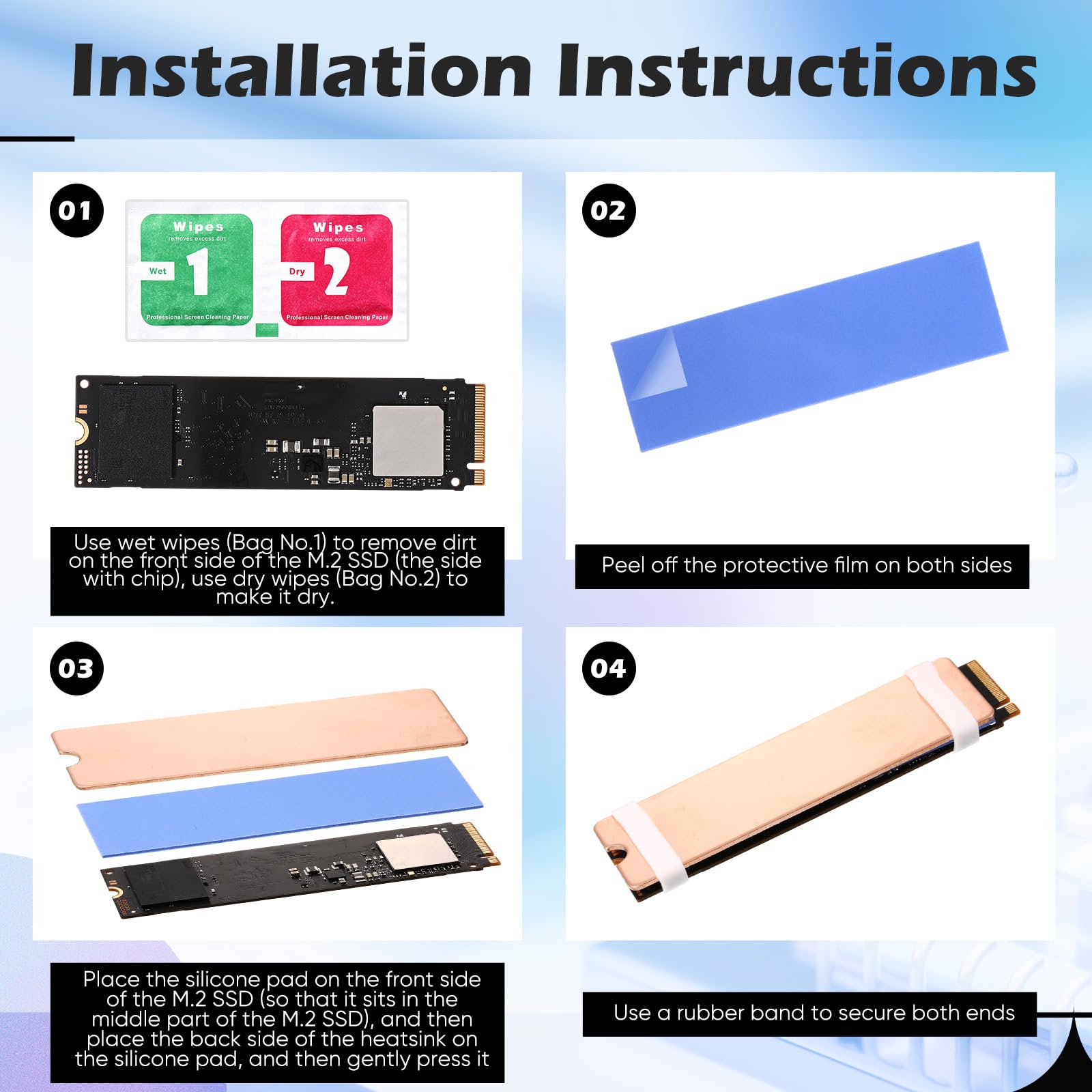 Pushglossy Laptop M. 2 - Kit de disipador térmico para portátil NVMe M. 2 disipadores de calor de cobre para portátil M.2 2280 SSD