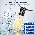 30FT Outdoor String Lights, 10+1 Waterproof & Shatterproof LED Edison Bulbs, with Remote & Dimmable, 3 Lighting Modes & Timer, Warm Yellow 2700K Patio Lights for Backyard Garden Balcony Party