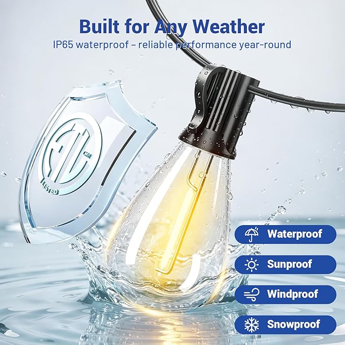 100FT Luces de Cadena LED Exterior con Control Remoto, 35+1 Bombillos S11 miniatura 3