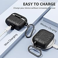 Vista 5 de AIRSPO Funda para Airpod Pro de 2ª Generación, Funda Protectora de Silicona Suave con Relieve Floral 3D con Kit de Limpieza para Apple Airpods Pro