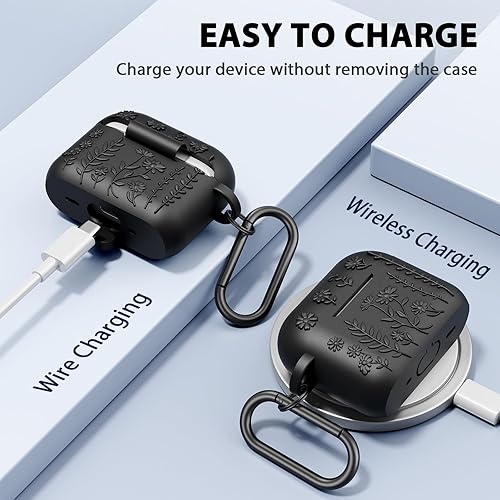 Miniatura 5 de AIRSPO Funda para Airpod Pro de 2 generación, funda protectora de silicona suave en relieve floral 3D con kit de limpieza para Apple Airpods Pro de