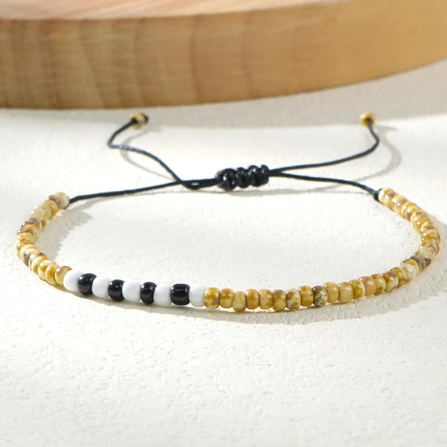 4Pcs Boho Pottery Seed Beads String Stack Bracelets Set for Women, Colorful Elegant Adjustable Vintage Handmade Stackable Turquoise Yellow Green Ruby Friendship Bracelets Prom Jewelry Gift - Image 4