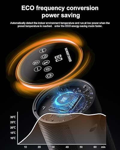 Miniatura 2 de Calentador de espacio eléctrico, calentadores de cerámica PTC de 1500 W para interiores con control remoto, oscilación de 70, temporizador de 1 a 12