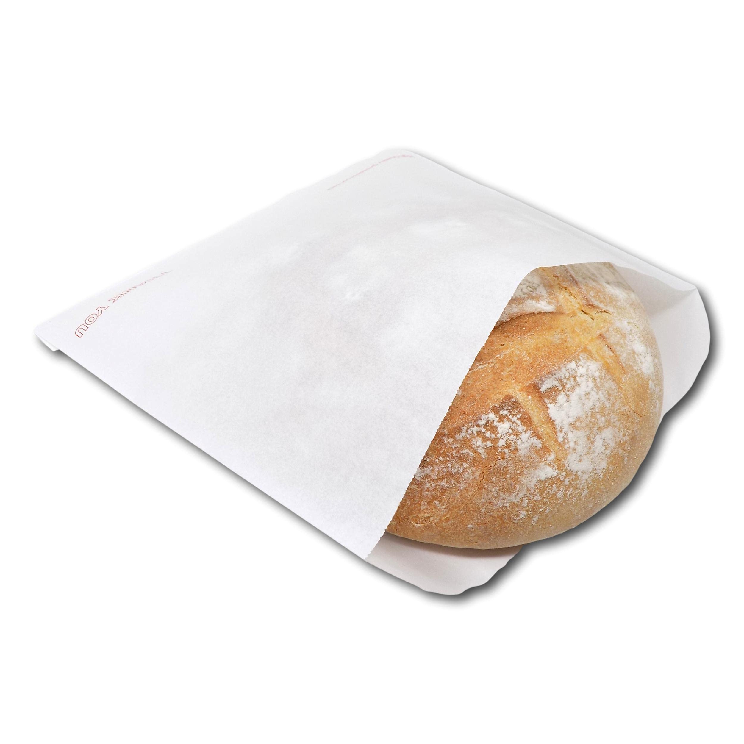 EPOSGEAR 1,000 Pack White Thank You Greaseproof Paper Bags - Ideal for Cakes, Pastries, Sandwiches, Baguettes, Cookies, Baked Goods etc (12" x 12")