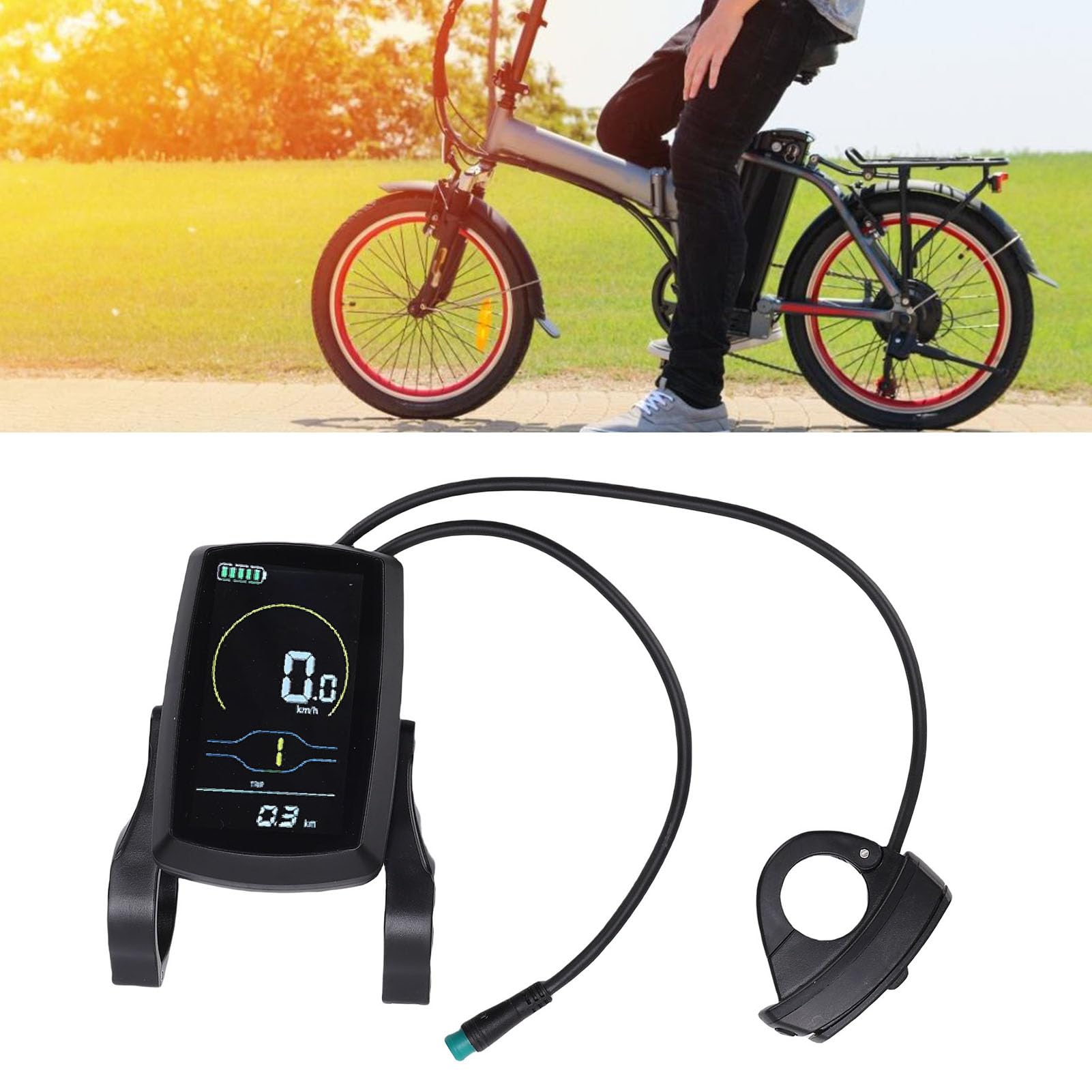 Tosuny Display LCD per Bici Elettrica, Computer per Bici Elettrica Universale Compatibile 36V 48V, Contachilometri Multifunzione con Livello di Servoassistenza per Bici da Strada di