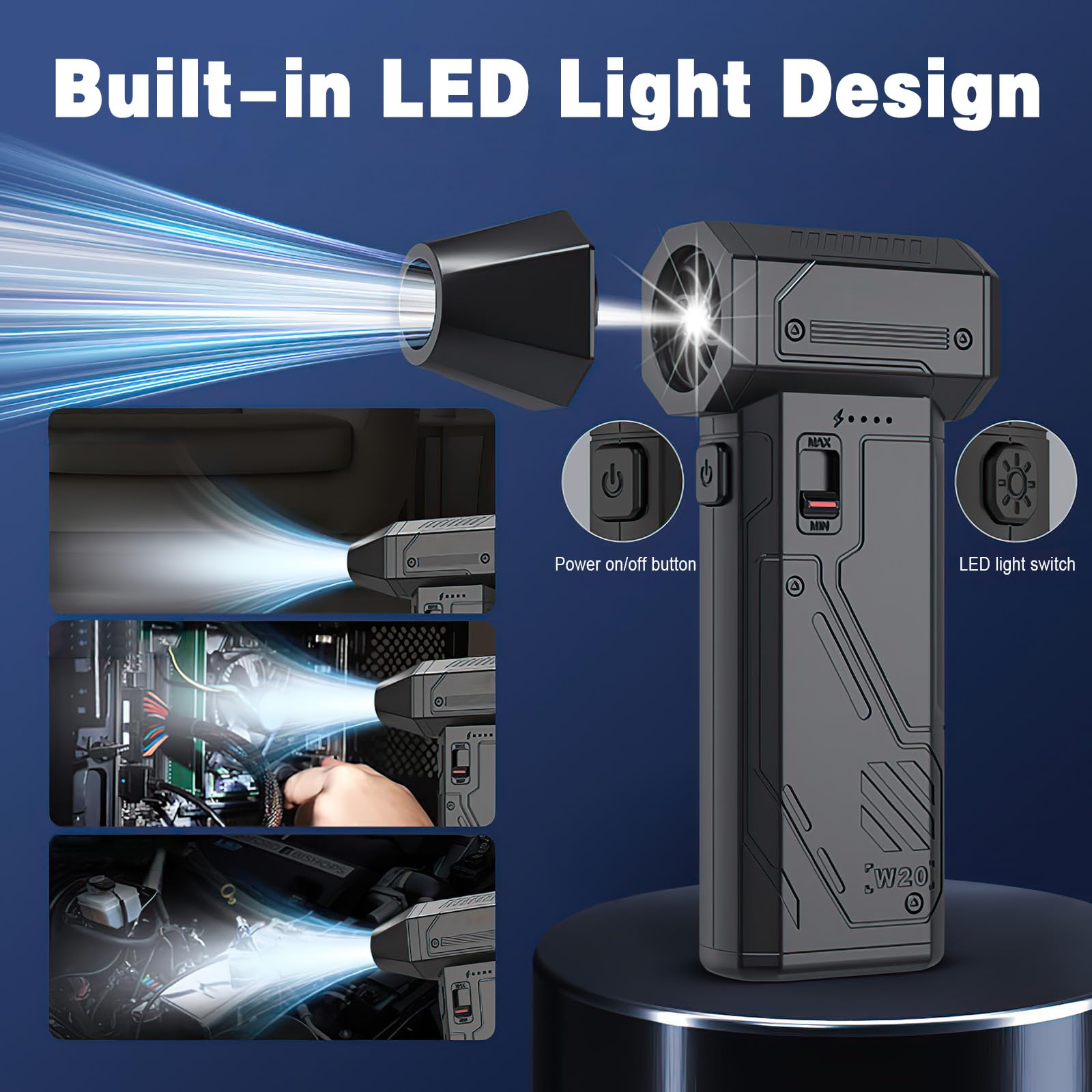 Souffleur Air Comprimé Avec Lumière LED, 130000 TR/Min