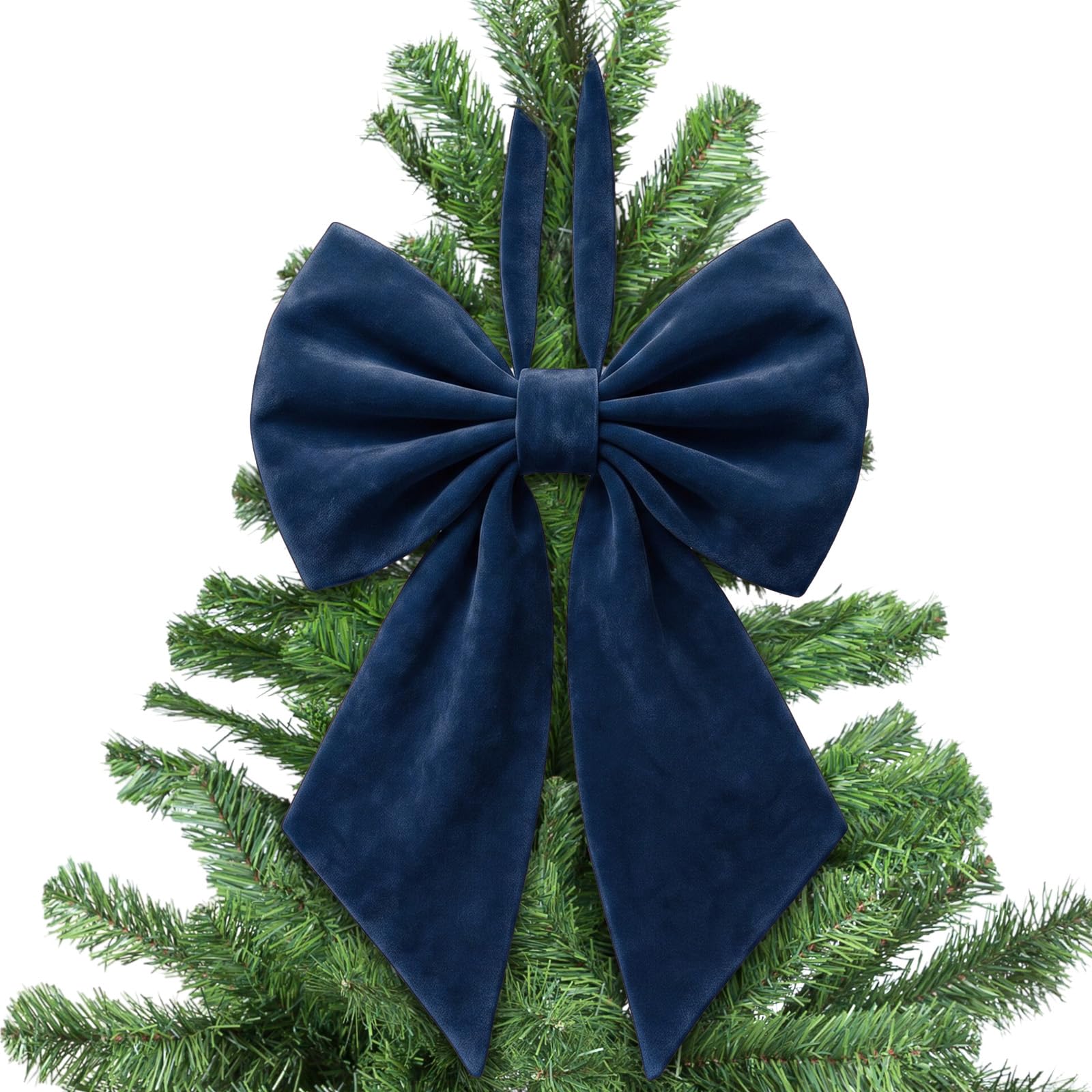 Janinka Navy Blue Velvet Christmas Bow for Tree Topper 22" Big, Velvet