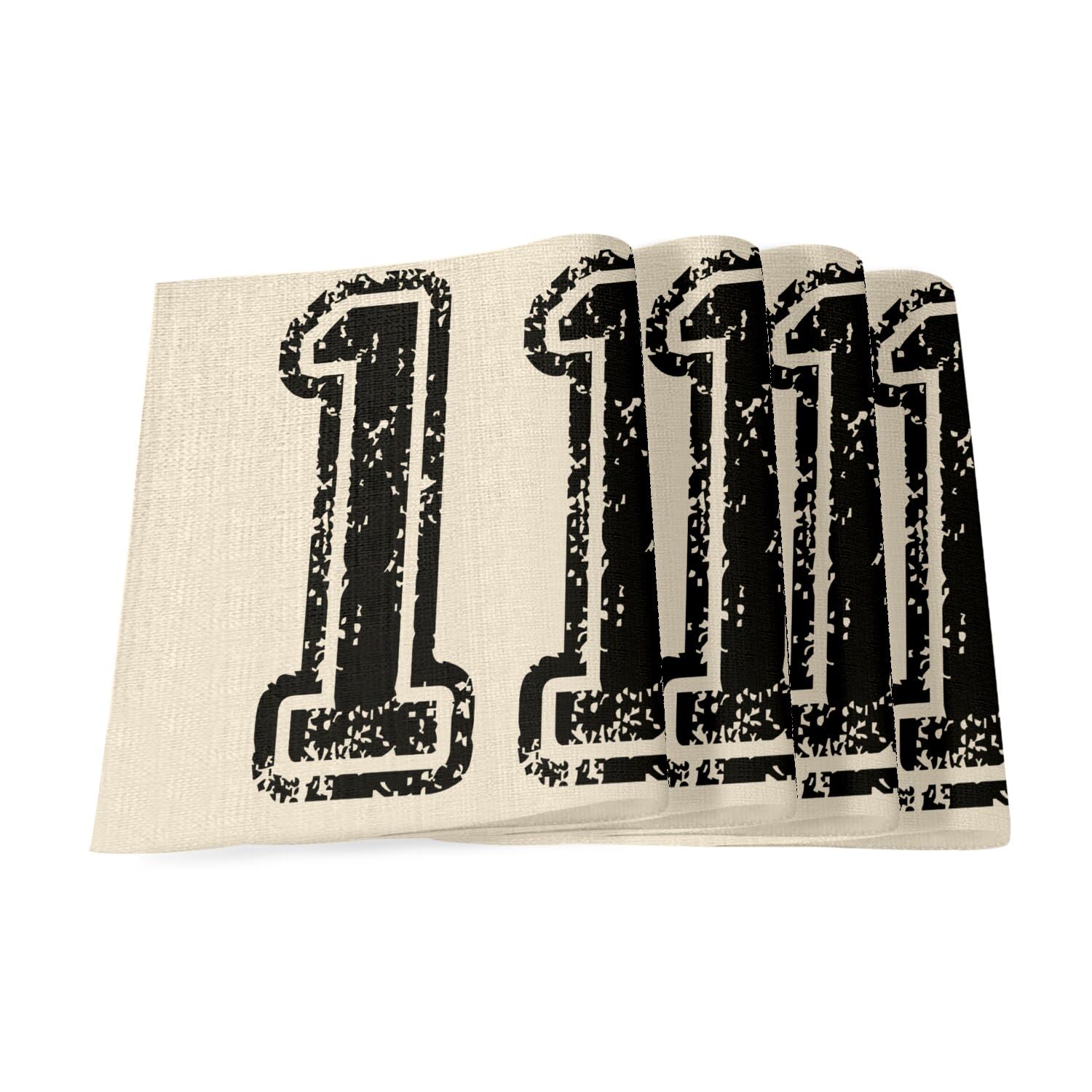 Set de table lin noir maillot 11 grand format football basket lot de 4