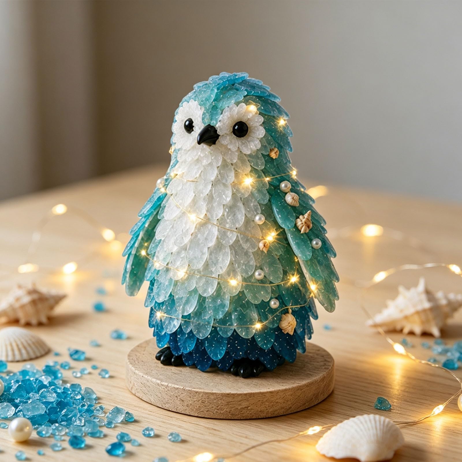 DIY Sea Glass Art Kit,Themed Handmade Craft Set with LED Lights 3D,D