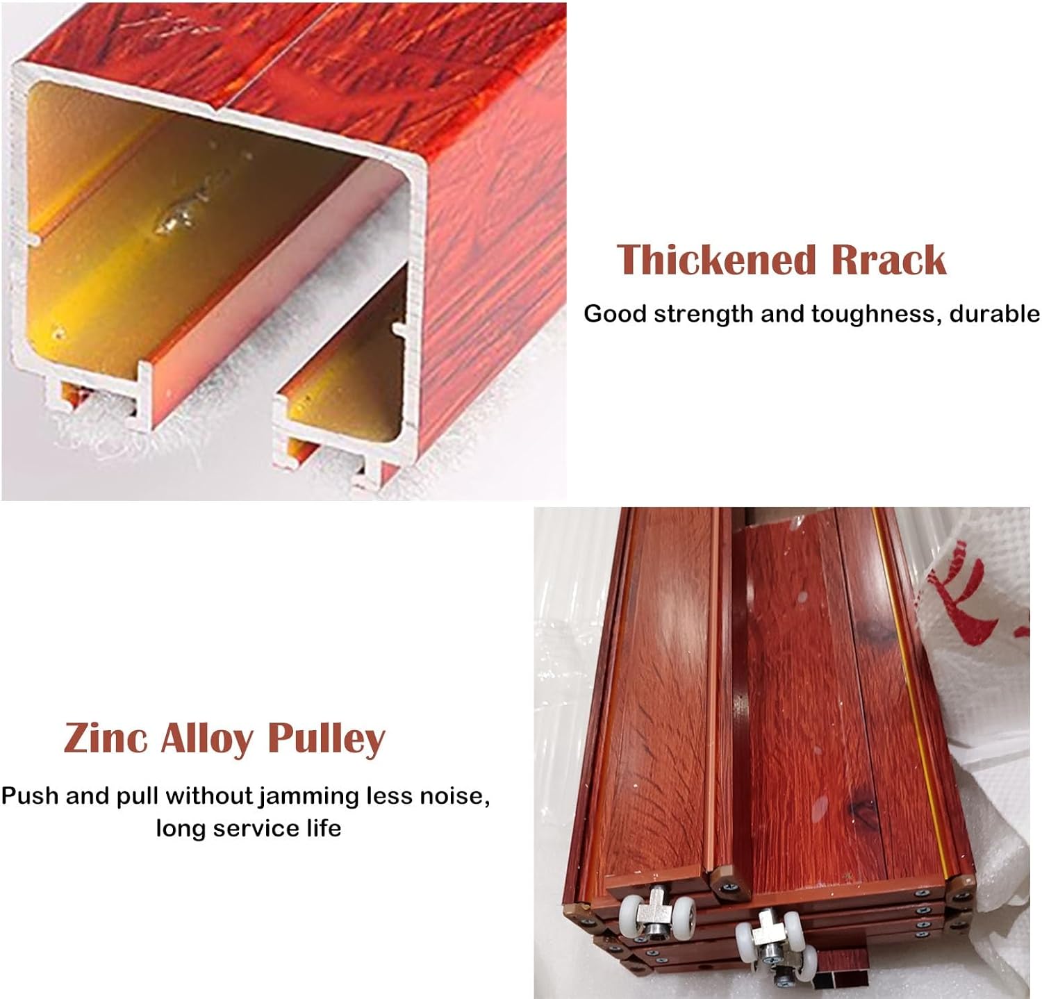 Interior Folding Doors for Kitchen & Bedroom - Accordion Room Dividers, 30/32/42/48 in, Wood Grain Aluminum & Frosted Acrylic Panels, 30x80 in (76x203 cm)