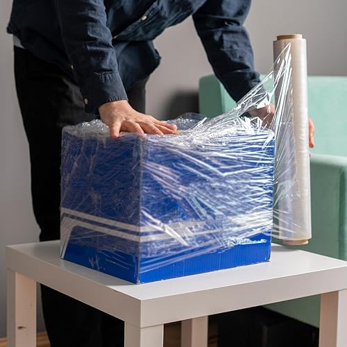 Miniatura 7 de PSBM - Envoltura elástica, 1 paquete, 12 pulgadas x 1500 pies, calibre 80, adherencia de plástico transparente, rollos de película elástica soplada