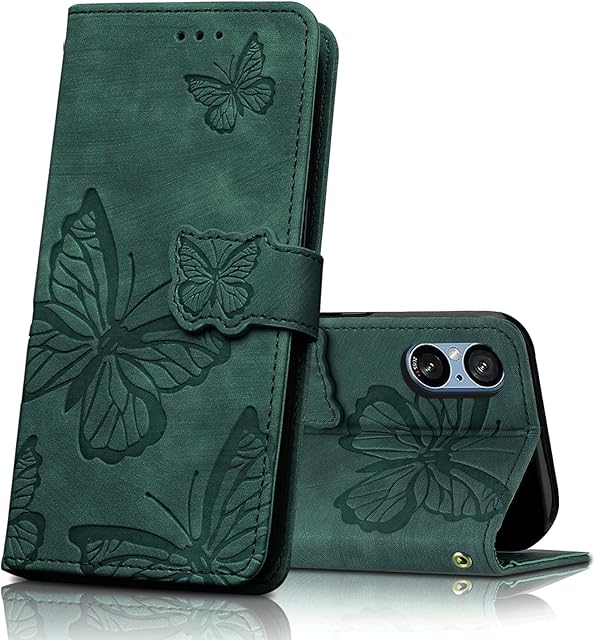 CXTcase Etui do Sony Xperia 5 V, wysokiej jakości skórzane etui z klapką ze stojakiem, pełna ochrona magnetyczne zamknięcie etui kompatybilne z Sony Xperia 5 V etui na telefon, zielone