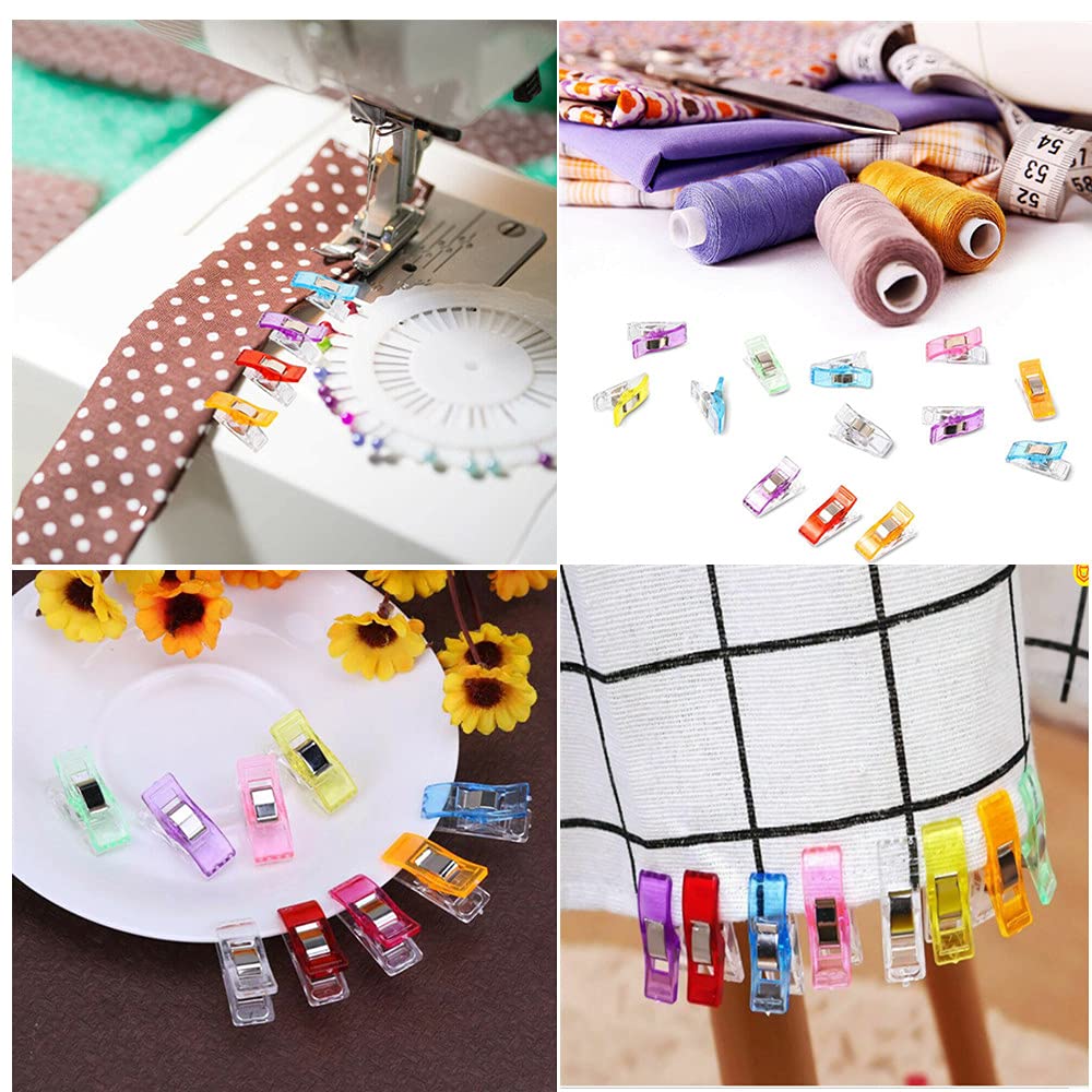 400 Clip Da Cucito Multiuso In Plastica E Metallo, Colori Assortiti, Dimensioni 2,7x1x1,5 Cm, Con Linee Di Misura (5,7,10 Mm) Per Trapuntatura, Tessuti, Artigianato, Fai Da Te - 5