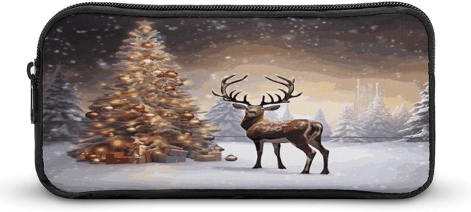 Christmas Tree And Reindeer Makeup Bag Toiletry Bag Cosmetic Bag