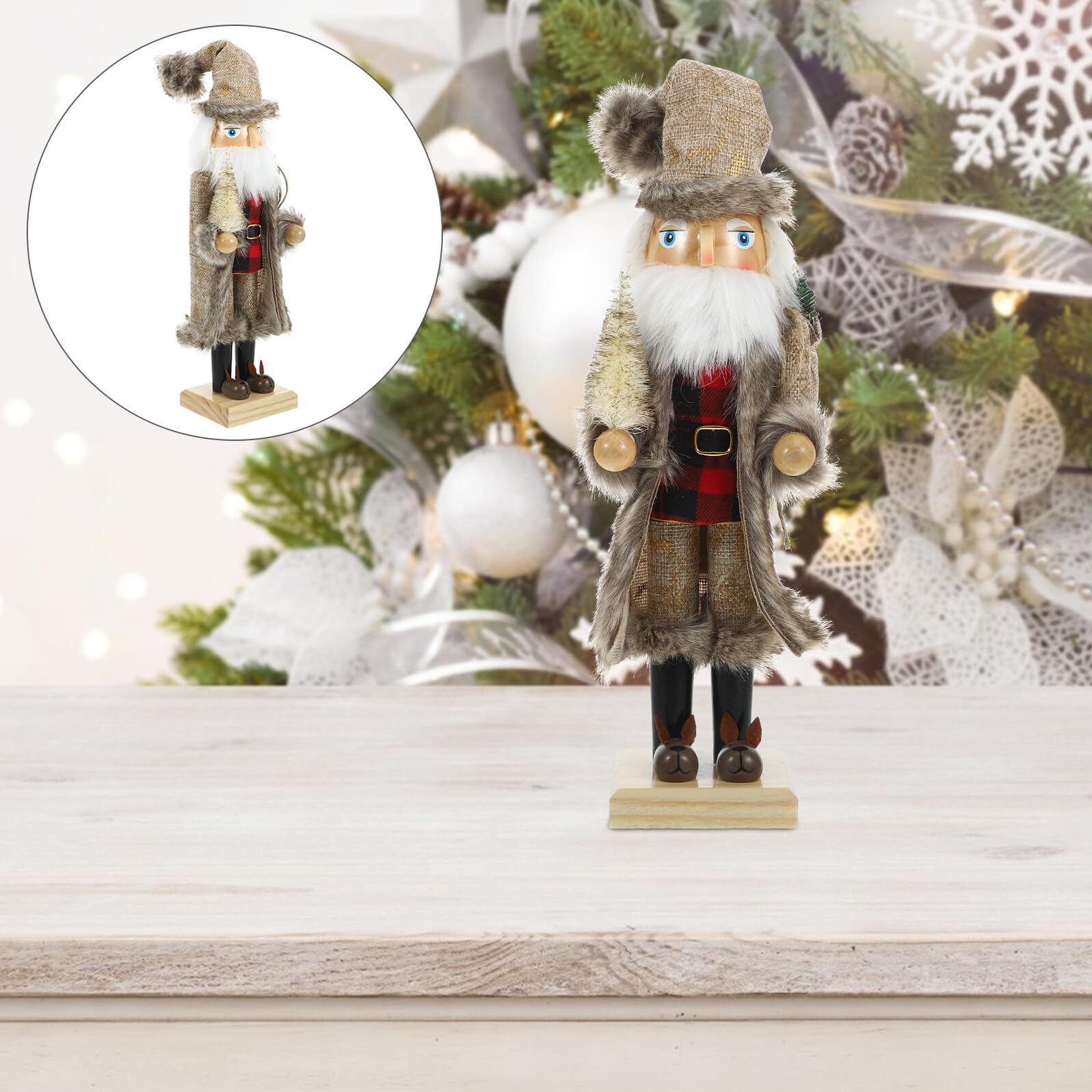 VICASKY Holzhandwerk Nussknacker Dekoration Weihnachts Nussknacker Figur aus Holz Baumschmuck für Weihnachts Tischdeko