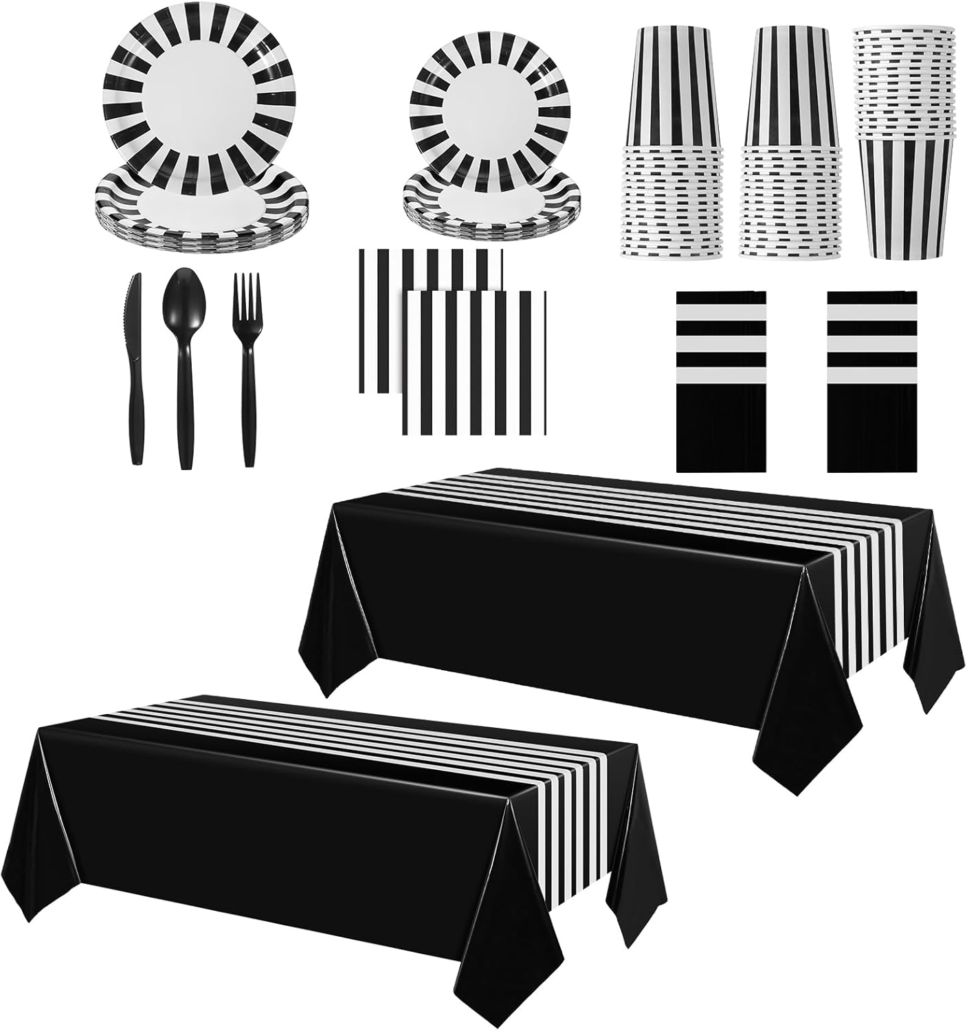 Remagr 154 Pcs Rainbow Party Decorations 2 Rainbow Striped Tablecloth Gay Pride Disposable Dinnerware Set Colorful Plates Paper Cups Napkins Cutlery for Gay Pride Party Decorations