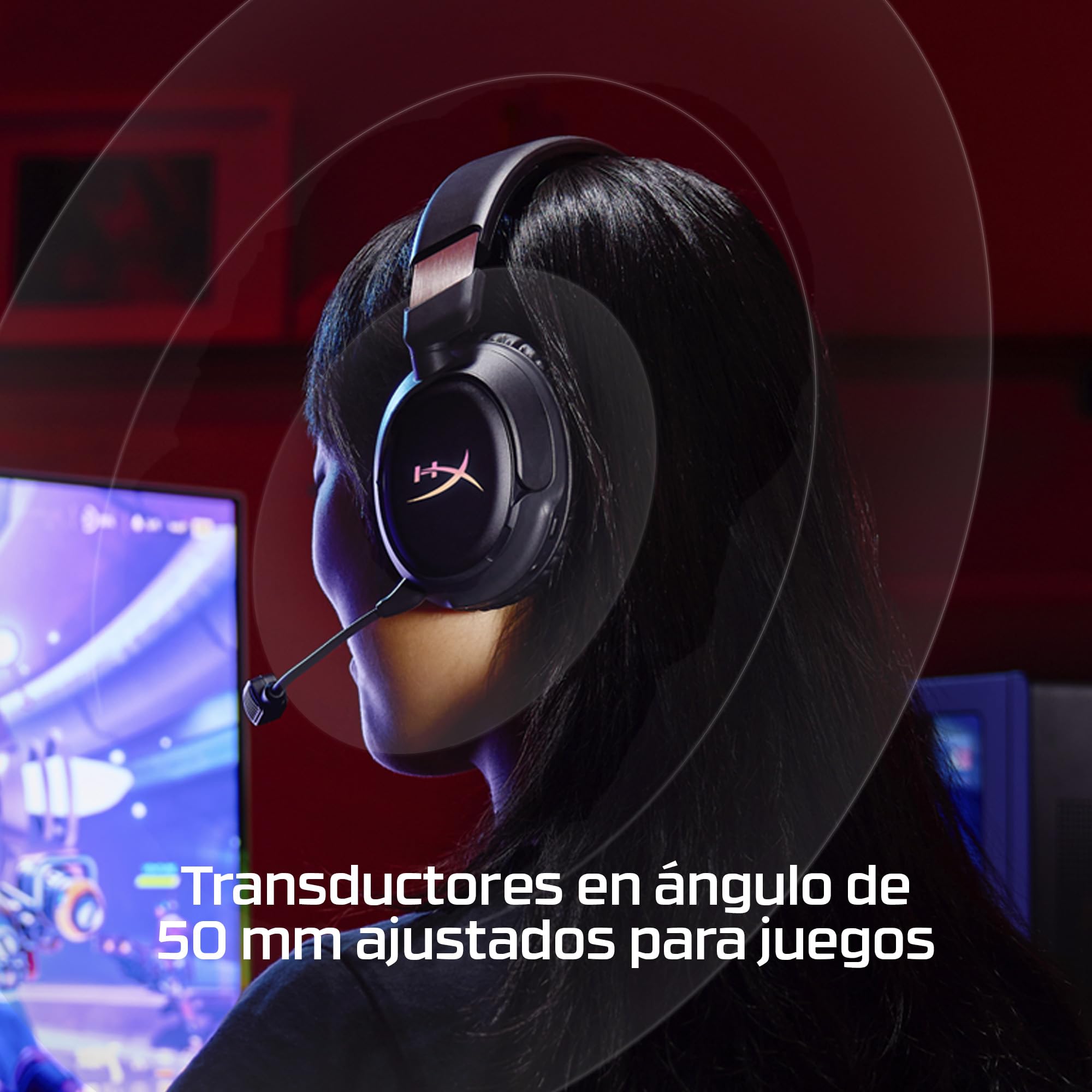 HyperX Cloud Flight 2 – Auricular Gaming inalámbrico, Luces RGB Personalizables, batería 100 Horas, Dual Wireless 2.4GHz y Bluetooth, Instant Pair, PC/PS/Switch/Móvil, Negro