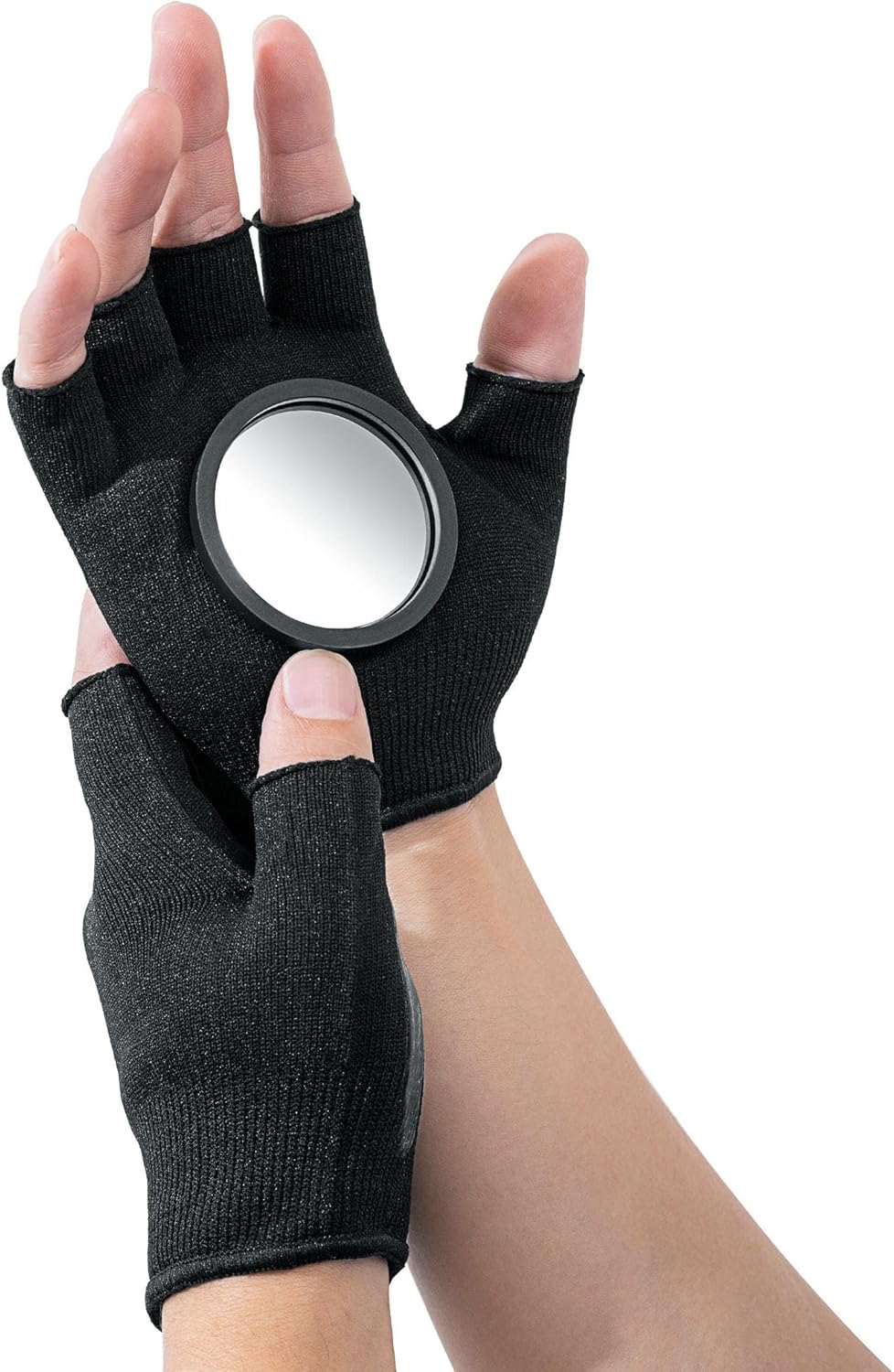 Mirror Running Glove with Squeegee – Fingerless Knit, 100% Nylon, Black, One Size – Easy Cleaning, Wider Field of View