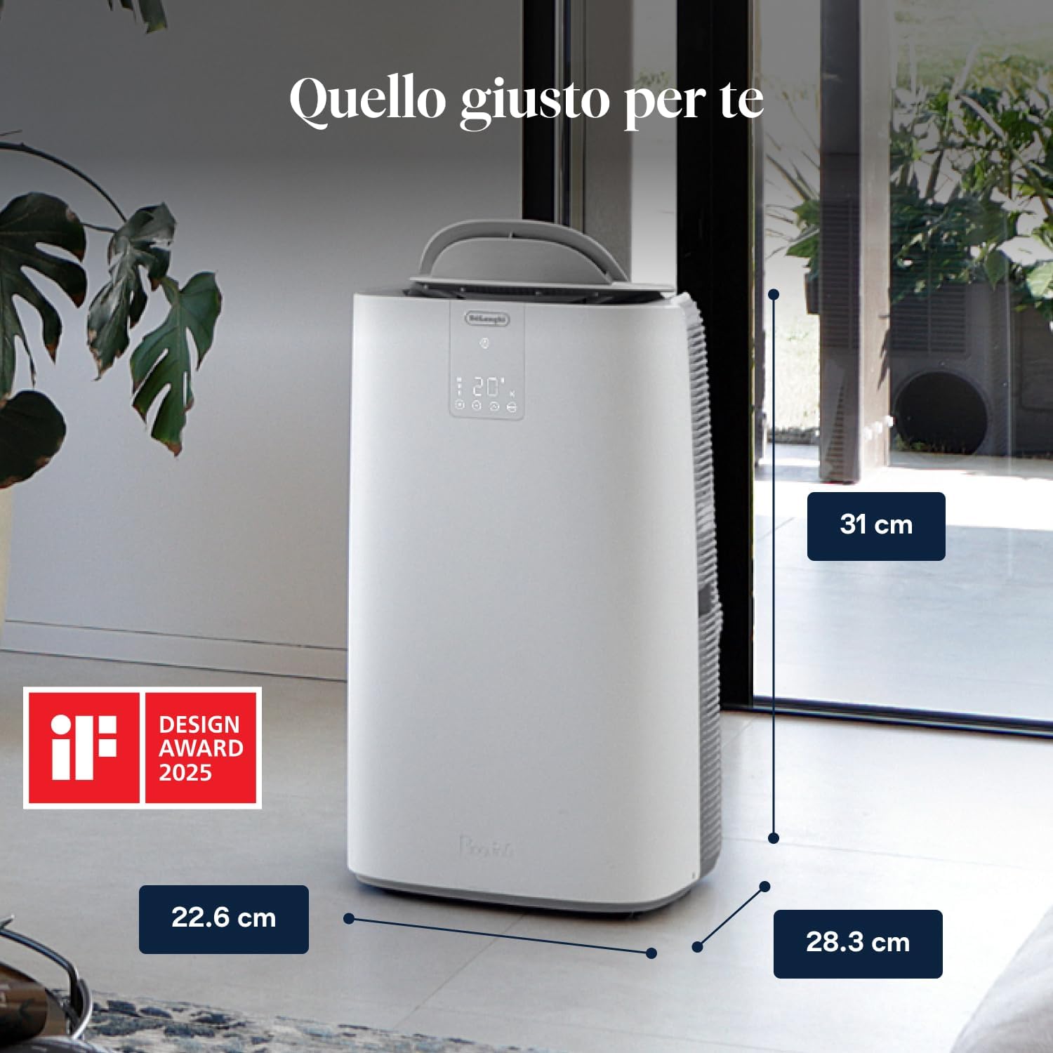 De'Longhi Pinguino GentleJet Inverter - Climatiseur mobile 3 en 1 avec déshumidificateur et ventilateur, 13000 BTU/h pour pièces de 130 m³, fonctionnement silencieux, classe énergétique A+, blanc