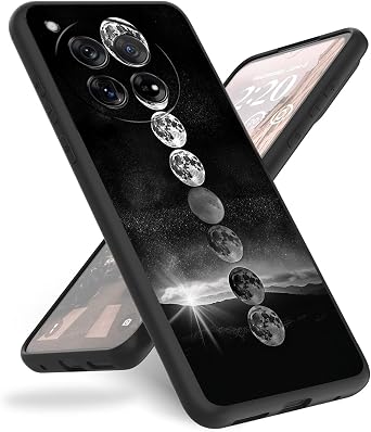 Case for OnePlus 12 Phone Case,Slim Anti-Scratch Shockproof Durable Black Silicone Protective Cover Case for OnePlus 12 5G 2024,Full Moon Change