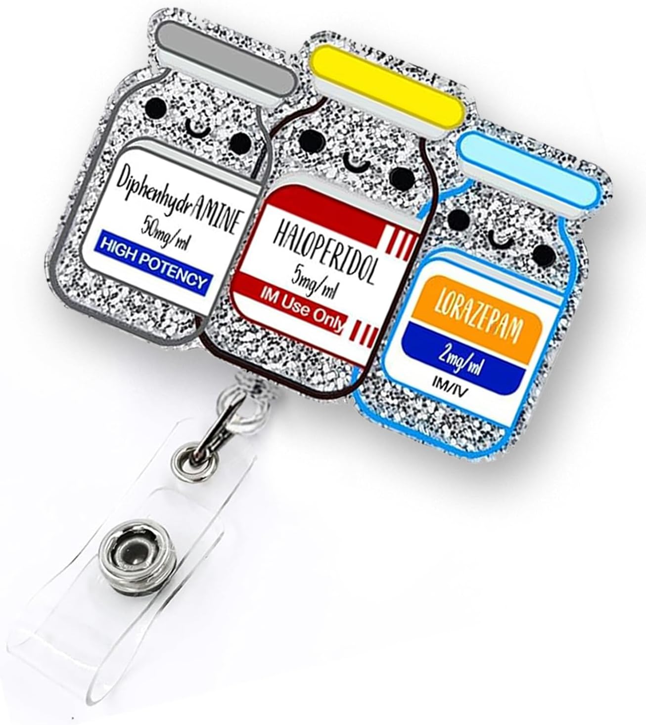 Amazon.com : Cute Pill Bottle Badge Reel Retractable for Psych Nurse ...