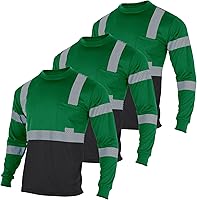 Vista 12 de VENDACE 3 piezas de camisetas de seguridad reflectantes de alta visibilidad de manga larga para trabajo en construcción para hombres Clase 3