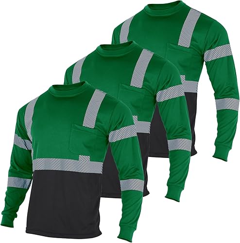 Miniatura 12 de VENDACE 3 piezas de camisetas de seguridad reflectantes de alta visibilidad de manga larga para trabajo en construcción para hombres Clase 3