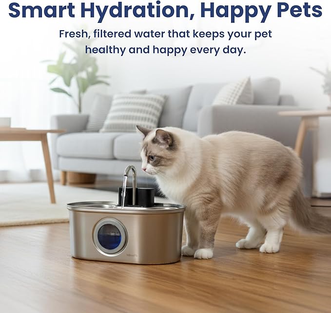 Fuente de Agua para Gatos PawsPik 3.2L de Acero Inoxidable miniatura 5