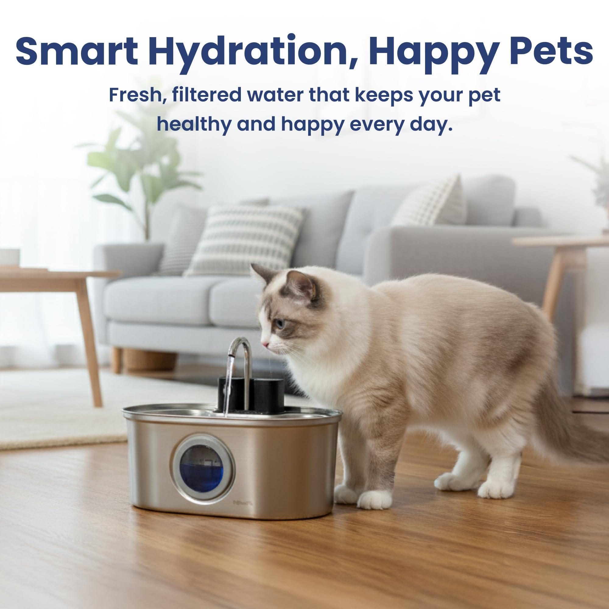 PawsPik Fuente de agua inalámbrica de acero inoxidable de 3.2 L, fuente de agua para mascotas, fuente de agua automática con filtro, sensor de movimiento y 3 modos de flujo para gatos y perros de