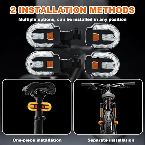 Miniatura 3 de Luz trasera de bicicleta con señal de giro, luz trasera para bicicleta, control remoto inalámbrico, recargable por USB, 5 modos, luces traseras de