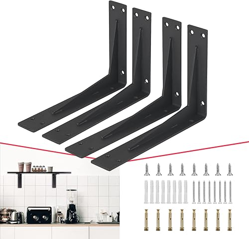 Miniatura 8 de CLT Soporte de estante blanco, 12 x 5 pulgadas de grosor - Carga máxima 440 libras rústico industrial moderno soporte de acero laminado en frío