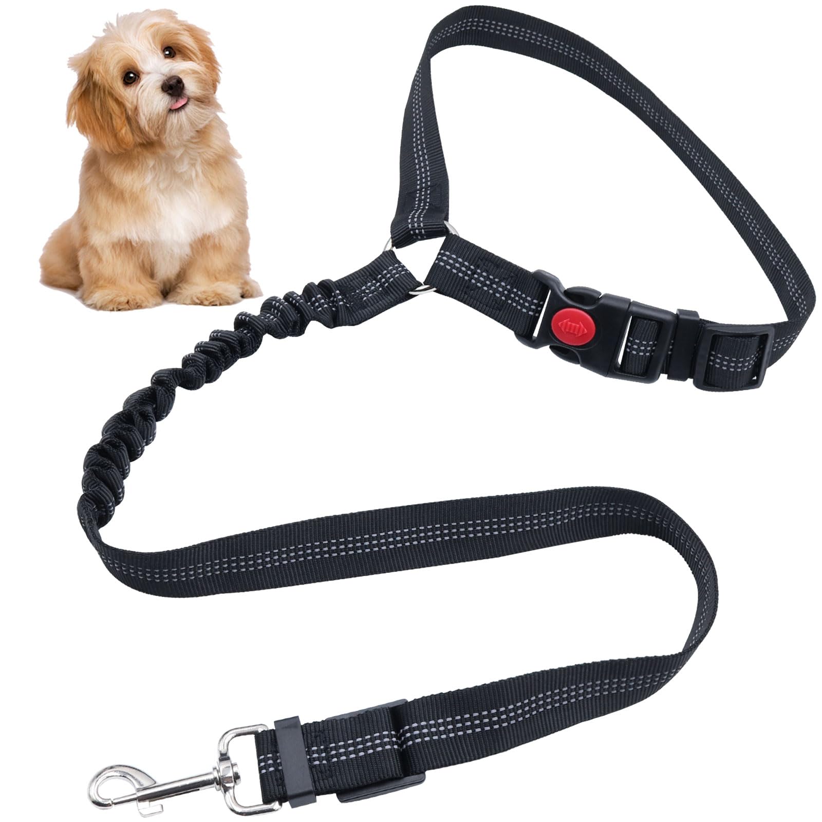 Cinturon Perro Coche, Ajustable Attache Ceinture Chien con Banda Reflectante Cinturon Coche Perro es Adecuado para Perros Grandes Medianos y Pequeños como para Gatos