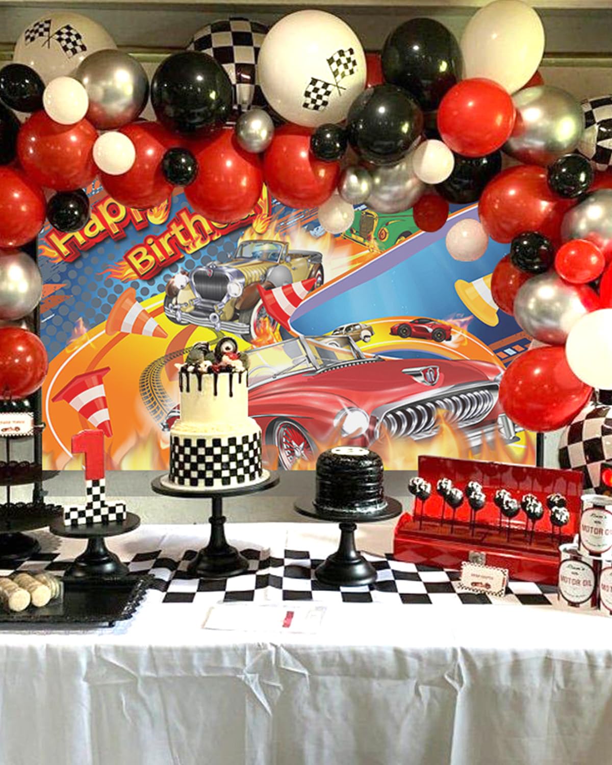 Racing Theme Two Fast Birthday Backdrop - 10x8ft Racing Car Theme Party ...
