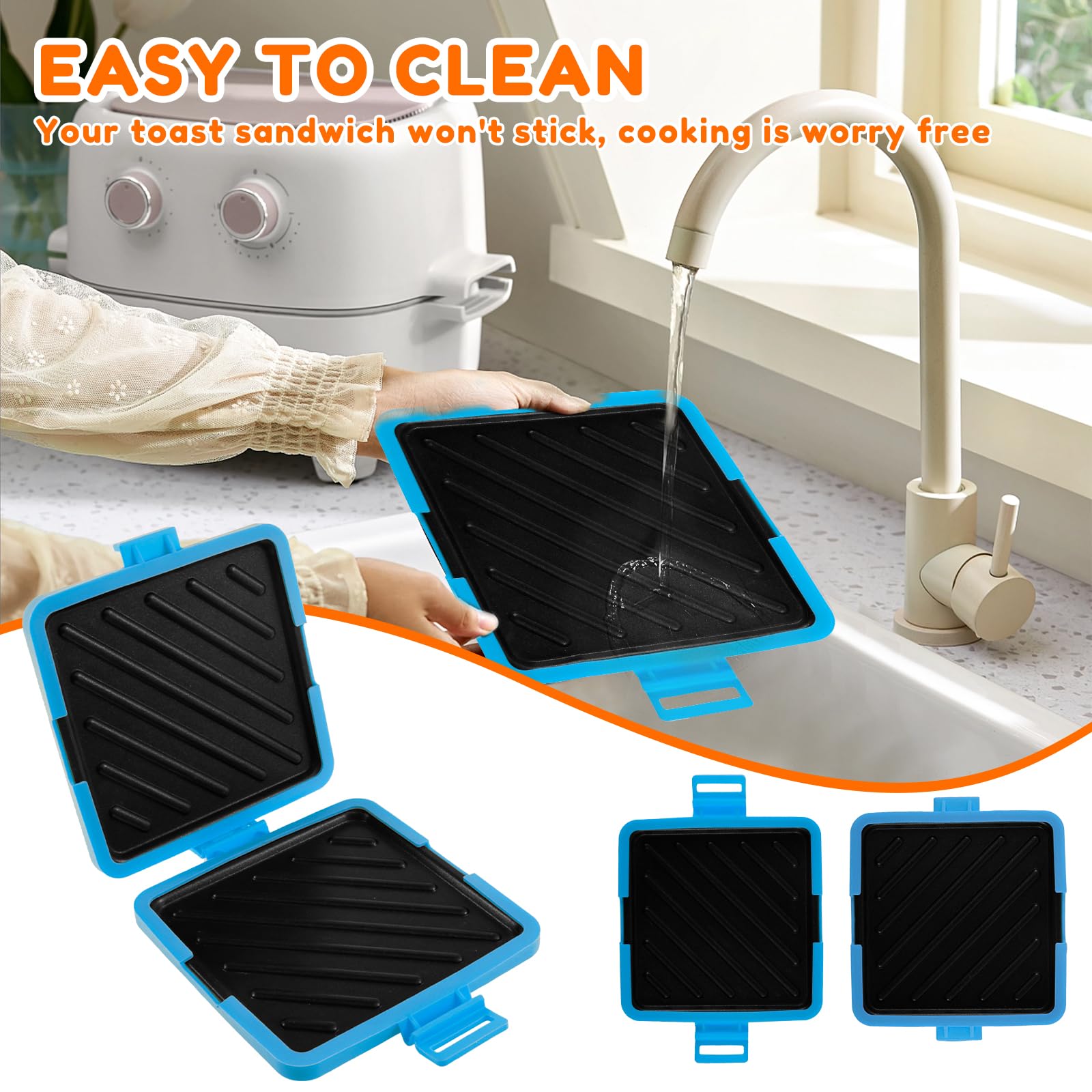 Macchina per toastie per microonde, in silicone, senza fili, con tecnologia Heatwave, tostapane, piastra antiaderente, per cucinare panini croccanti (blu)