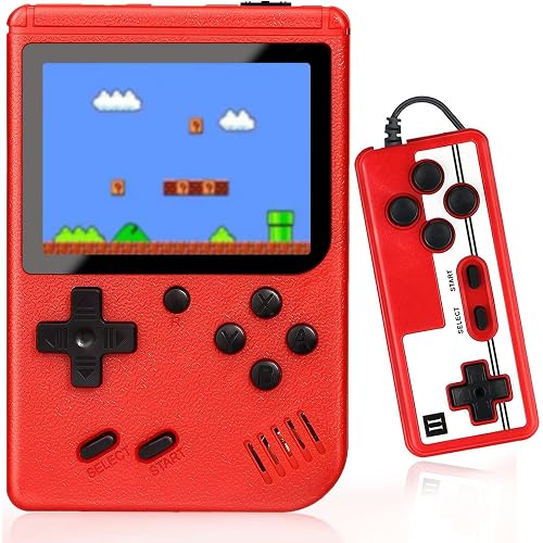 Handheld Game Console - Retro Video Games for Kids ,Mini Portable Game Controller, 3.0 Inch Color Screen with 500 Classic Games, Support for Connecting TV & Two Players, Ideal Gift for Children -Red