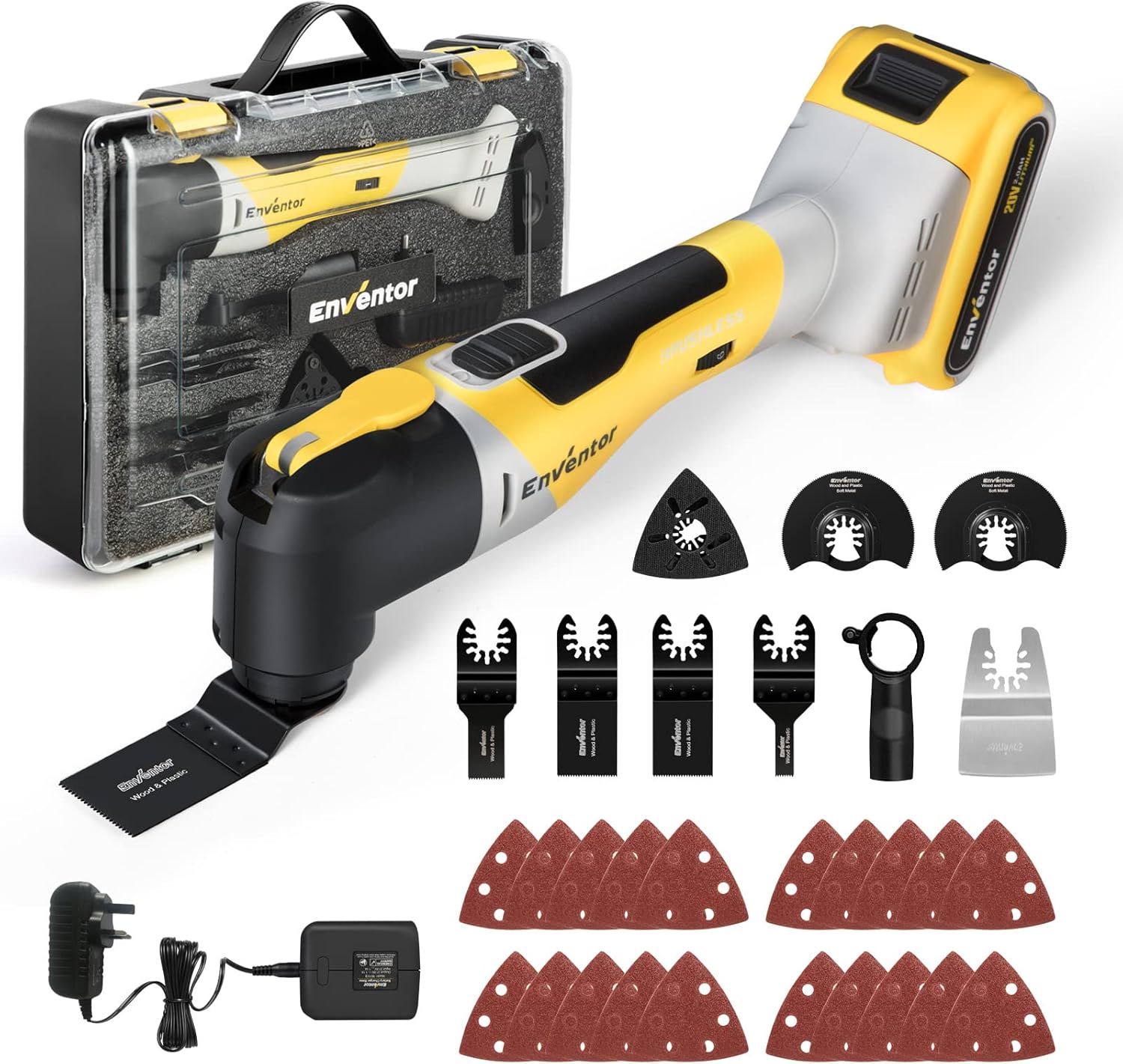 Brushless Oscillating MultiTool, ENVENTOR 20V Cordless Oscillating