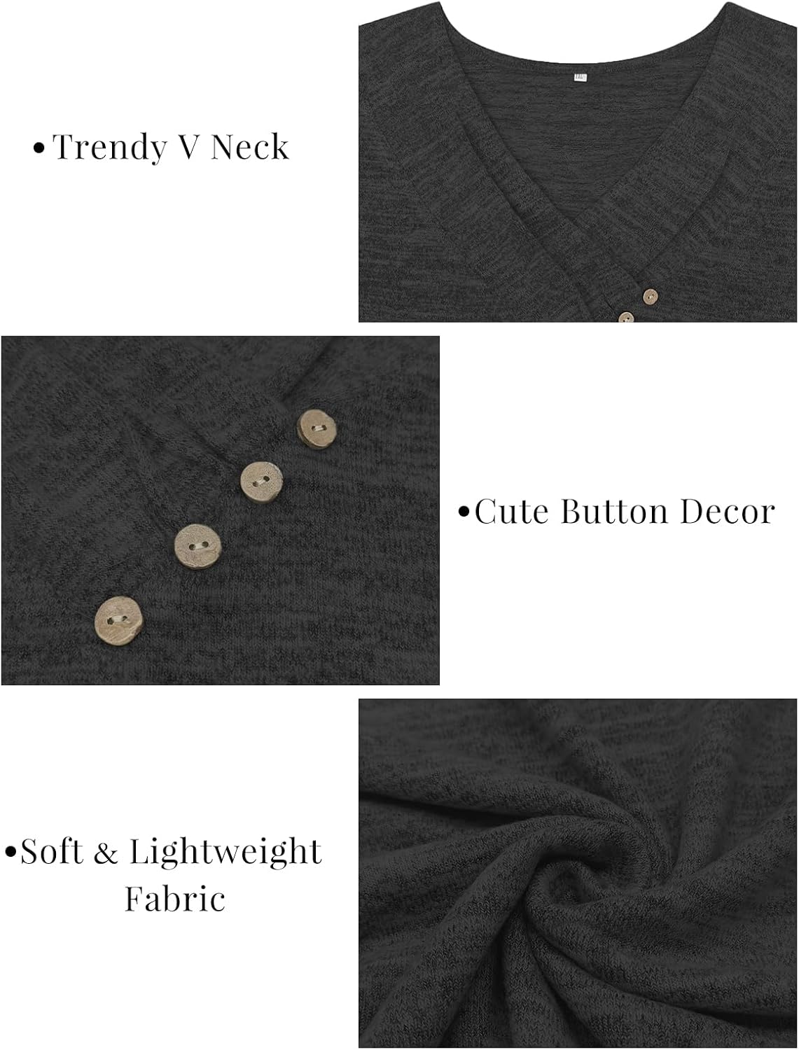 VISLILY Womens-Plus-Size-Tops Trendy V Neck Casual Long Sleeve T Shirts Dressy Button Decor Cute Loose Blouses Tunics XL-5XL - Image 5