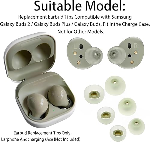 Miniatura 4 de 6 pares de puntas para auriculares Galaxy Buds 2 almohadillas de silicona para los oídos, puntas de goma para orejas de repuesto, puntas de ala de