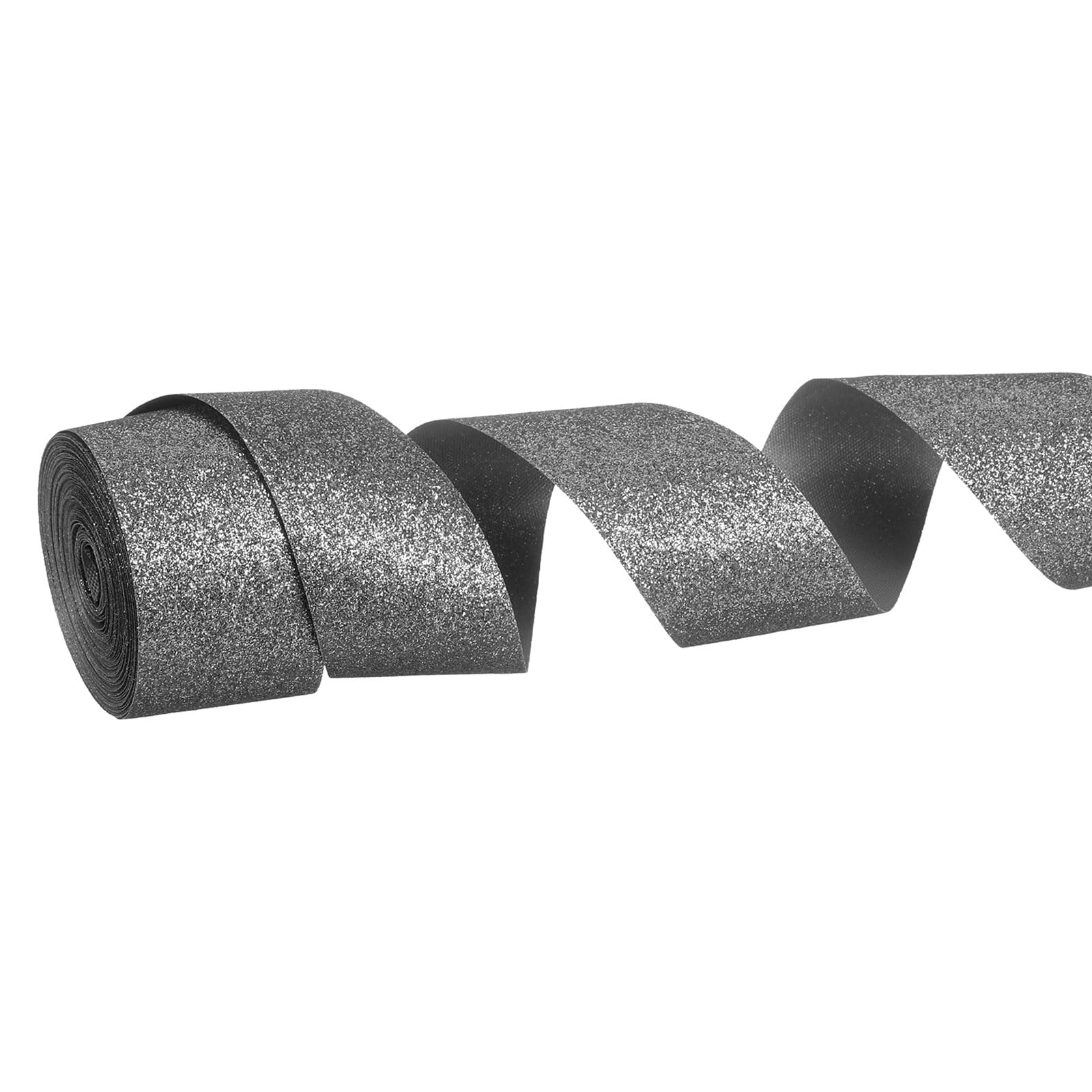 PATIKIL Metallic Glitter Ribbon Roll, 38mm x 9m Sparkly Ribbon Single Sided Cut Edge Gift Wrapping Fabric Rolls for DIY Crafts Wedding Bouquet Party Christmas Decor, Dark Gray