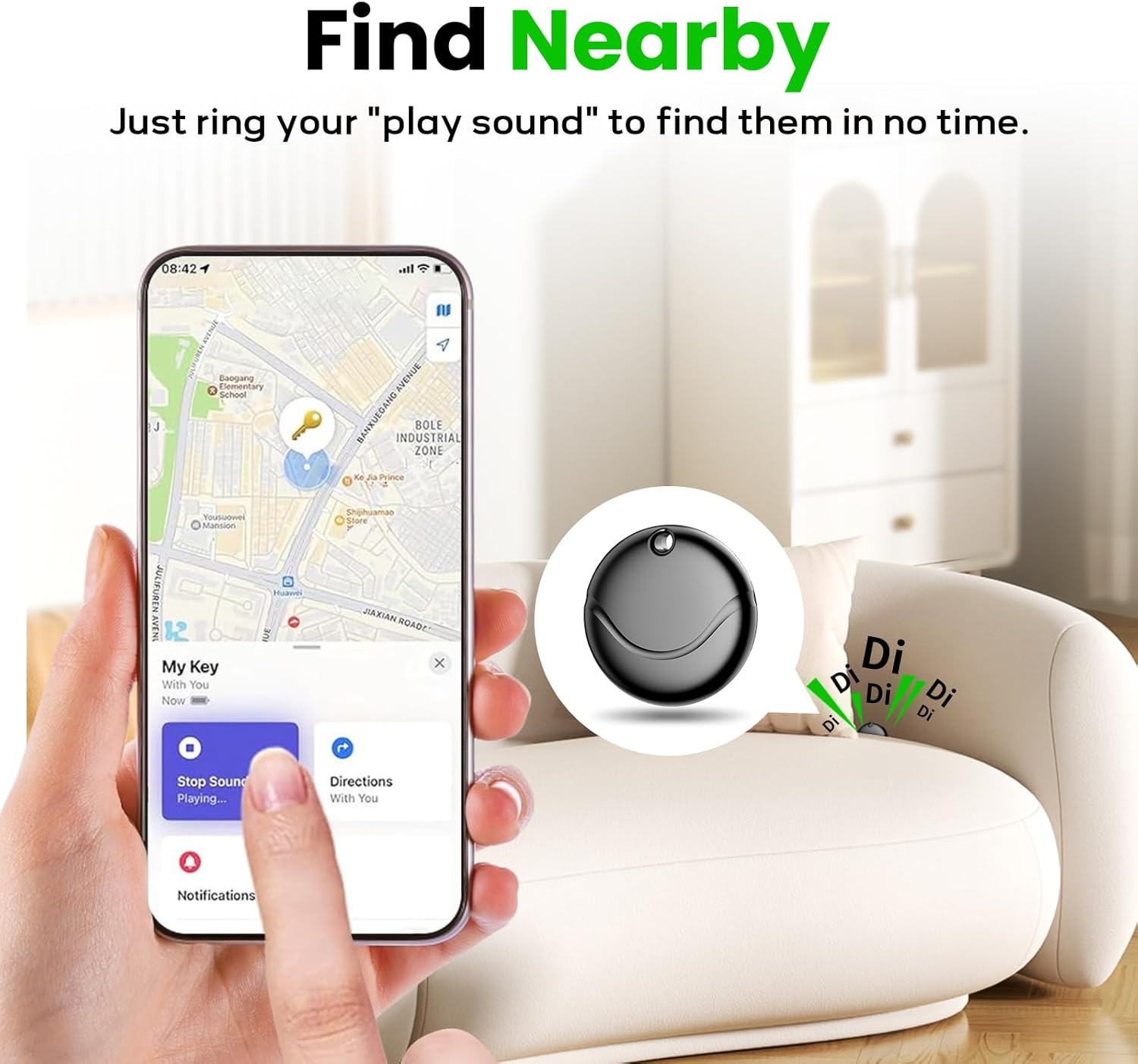 Air Tracker Tags-4 Pack Black, Bluetooth Tracker Works with Apple Find My (iOS Only), Smart Tag with Lanyard, Item Finder for Luggage, Key, Suitcases, Replaceable Battery, IP67 Waterproof Tracking Tag - Image 3