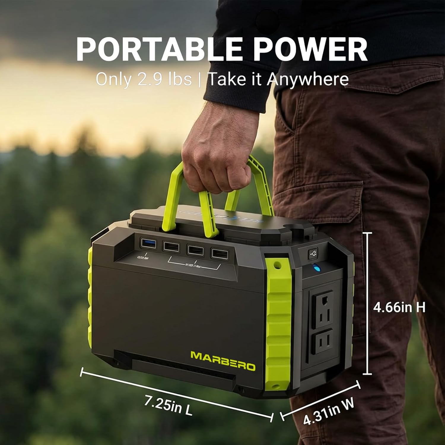 MARBERO Portable Power Station 150Wh Camping Solar Generator Laptop Charger Power Bank with AC Outlet 110V 150W Peak with 4*USB, 4*DC Ports, LED Flashlights for CPAP Home Camping Hurricane Emergency