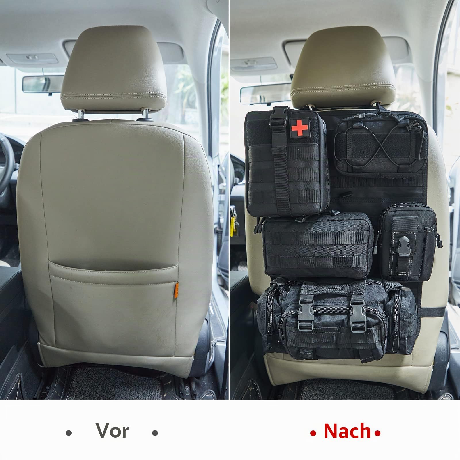 Taktischer LKW-Organizer für Rücksitz, Aufbewahrungstasche, Molle-Panels für Fahrzeuge, Auto und SUV, Schwarz, 6 Stück