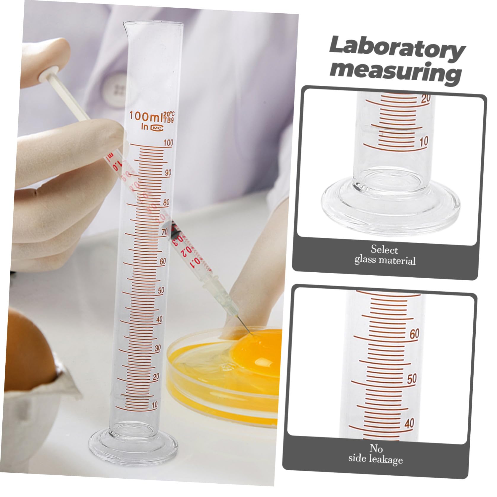 NUOBESTY Becher Graduato Set di 9 Pezzi per Laboratorio Scientifico di Vetro e Cilindro di Misurazione, Scala Facile da Leggere senza Perdite Laterali, per Ricerca ed Educazione