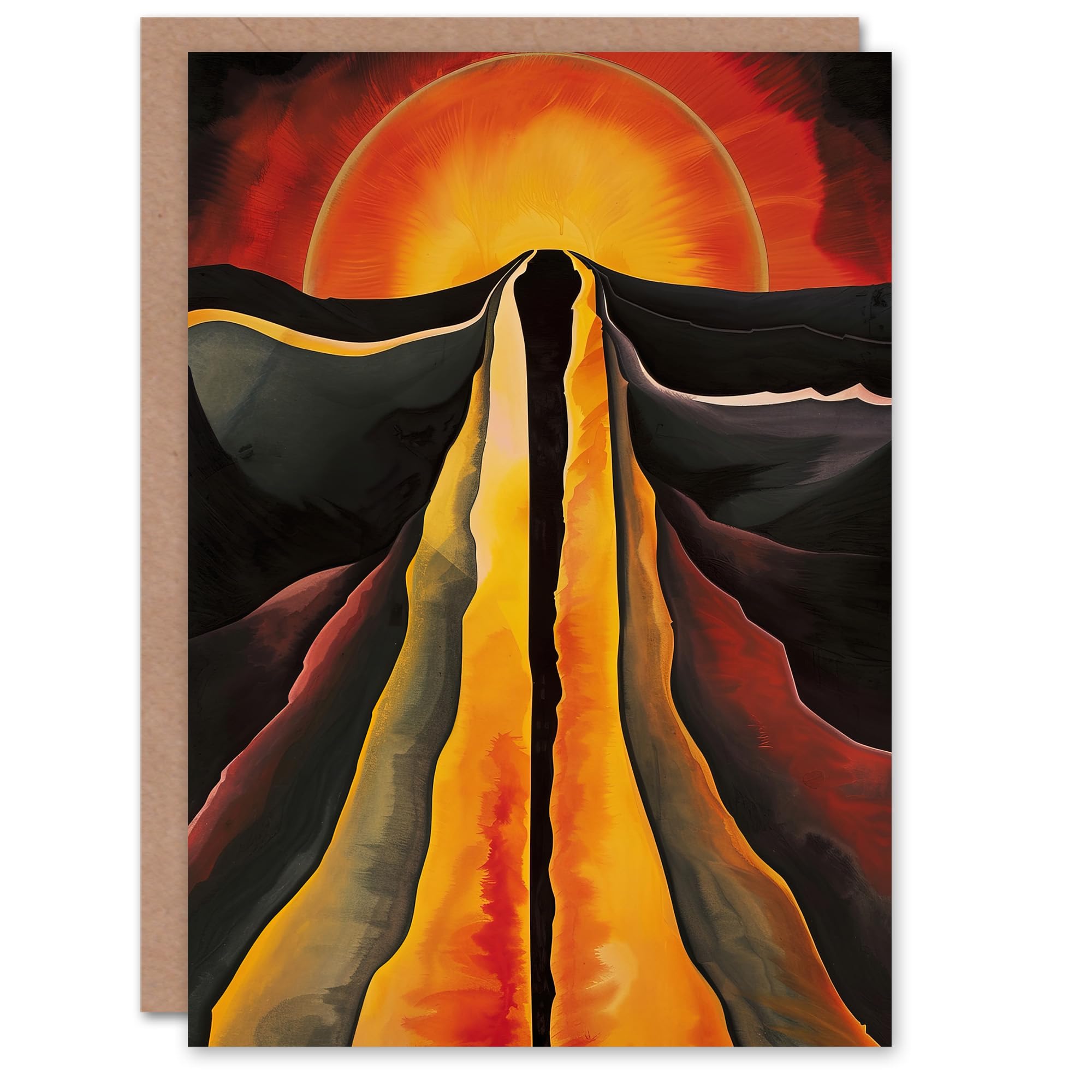 Artery8 Abstract Sunset Painting Fire Landscape Space Greeting Birthday Card Him Her All Blank