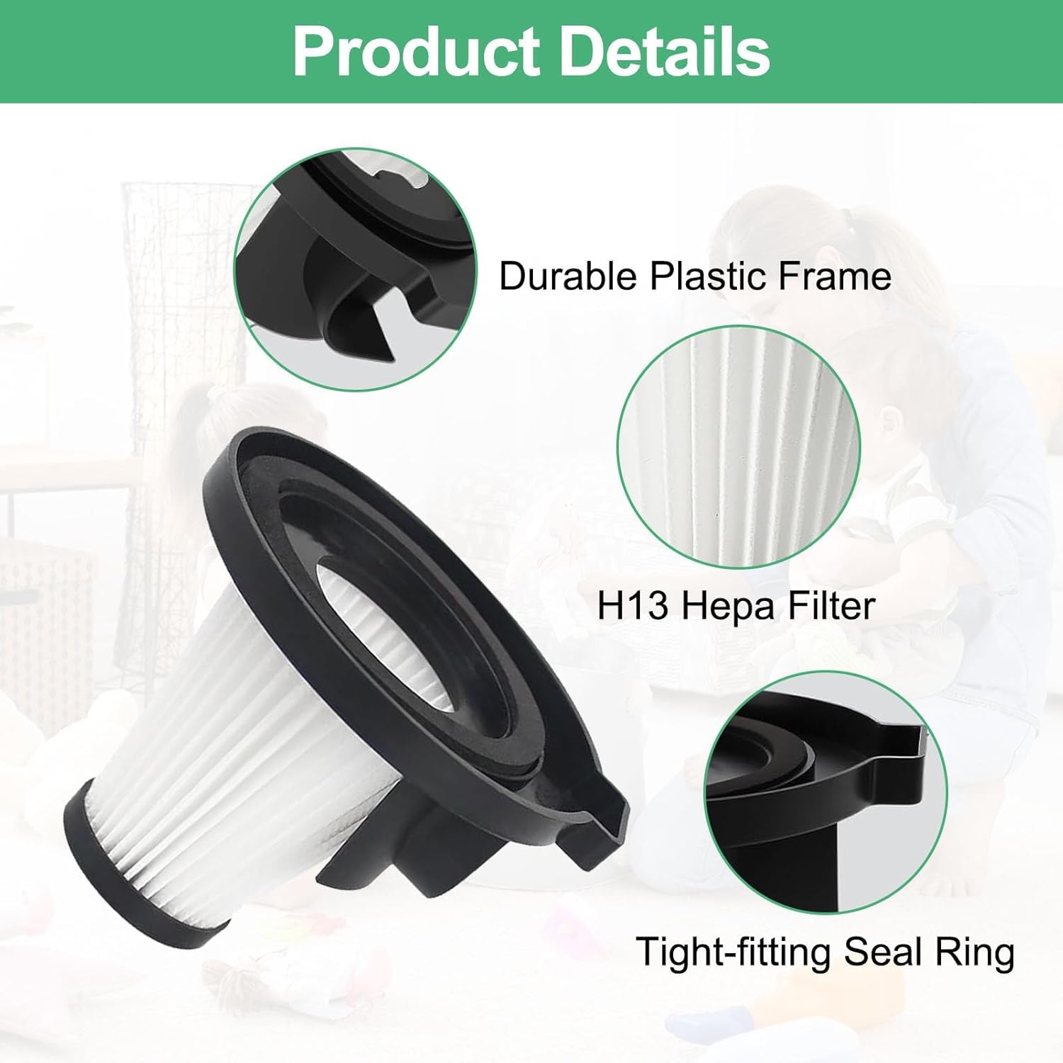 Alrens 6-Pack Replacement Filter for IonVac ZipVac 8842 & 8200 Handheld Vacuum, Washable 8842 Filters for Strong Suction & Fine Dust Removal