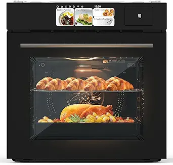 24In Built-in Steam Oven,70L Electric Wall Oven with TFT Display & Air Fry,1℃ Precision,108 Menus,Enamel Cavity