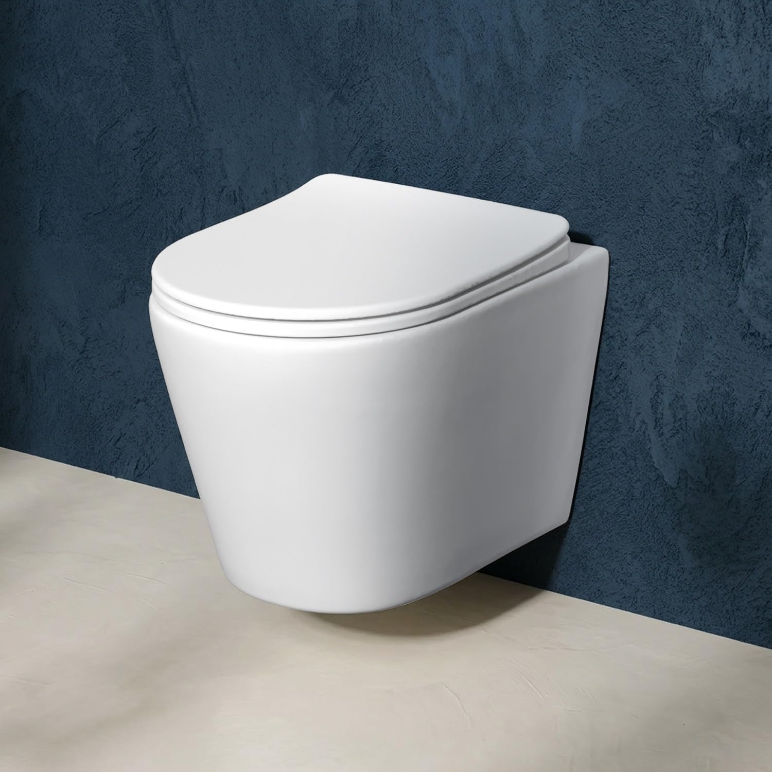 AM.PM Spike – WC suspendu sans rebord en céramique avec système d'abaissement automatique, WC suspendu AquaSpin, cuvette WC, blanc, 50 cm de long
