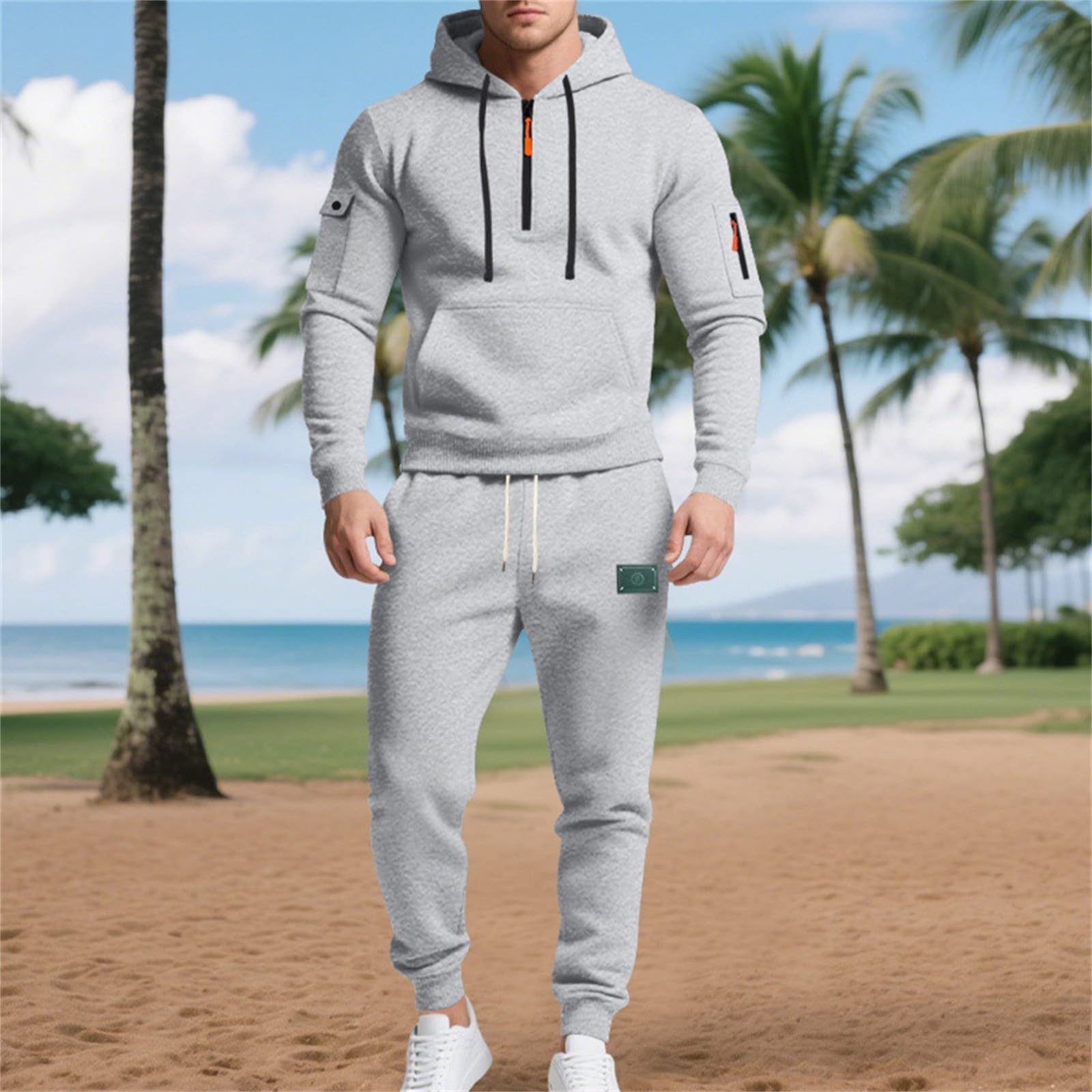 Chandal Hombre Deporte Sudadera con Capucha Térmico Otoño Invierno Streetwear