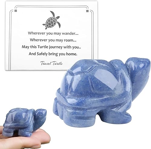 Regalos de tortugas marinas de aventurinas azules para mujeres, estatua de tortuga, hecha a mano, cristal curativo natural, lindo océano azul,